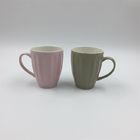 10oz Olive Green Debossed Small Ceramic Coffee Mugs Glossy With Handle